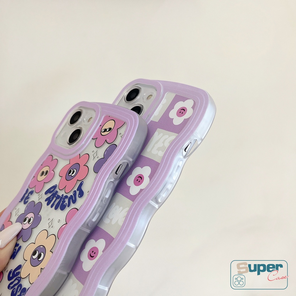 Casing Tepi Bergelombang Untuk Samsung A04 A14 A04E A12 A04s A23 A32 A50 A50s A03 A13 A03s A20s A20 A30 A53 A33 A51 A21s A52 A02s A22 A31 A30s A52s A11 M22 M32 Bunga Smiley Lucu Soft Cover