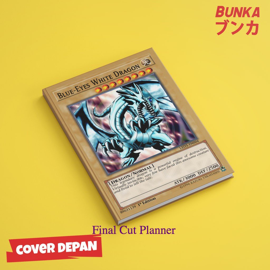 

Notebook Anime Kartu Yugioh Blue Eyes White Dragon Hardcover A5 Buku Tulis Catatan Note Agenda .