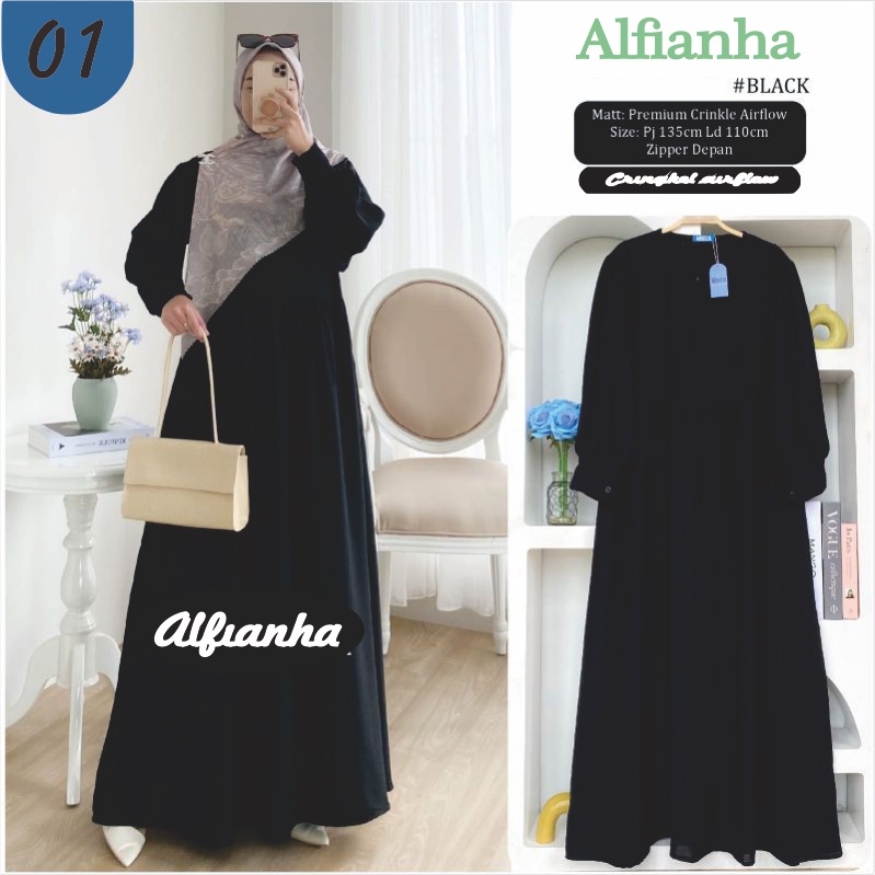 Hane Dress Polos Wanita Kekinian Crinkle Airflow Premium LD 110 By Alfianha