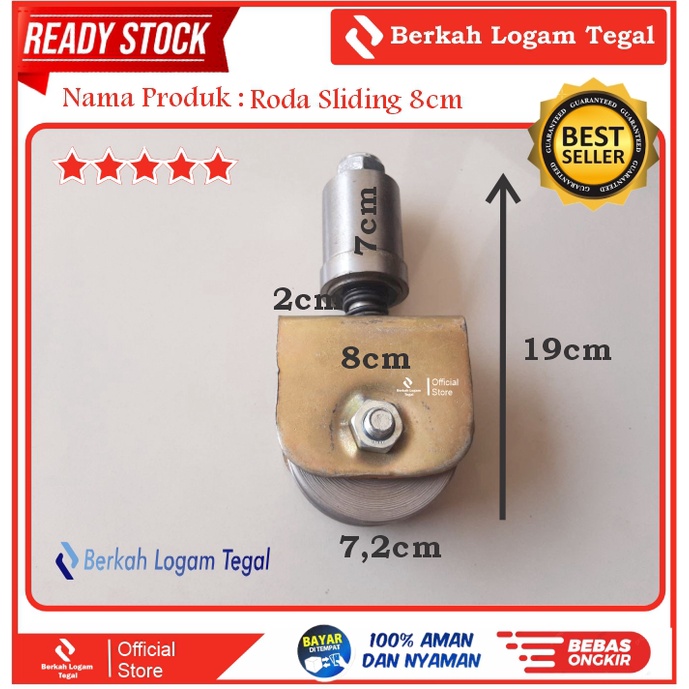 Roda Pagar Sliding Besi Super 8 cm