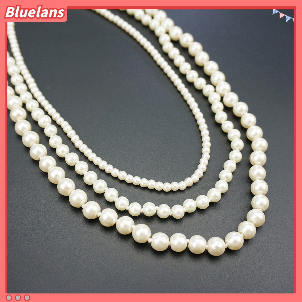 Kalung Panjang Multilayer Aksen Mutiara Tiruan Untuk Wanita