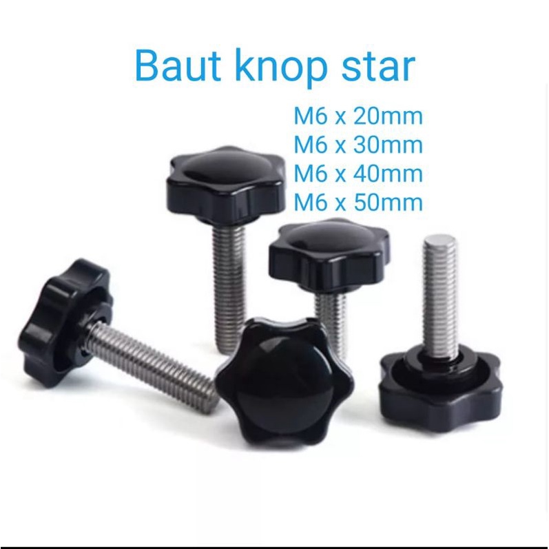 baut knop star M6 x 20mm Baut knop m6