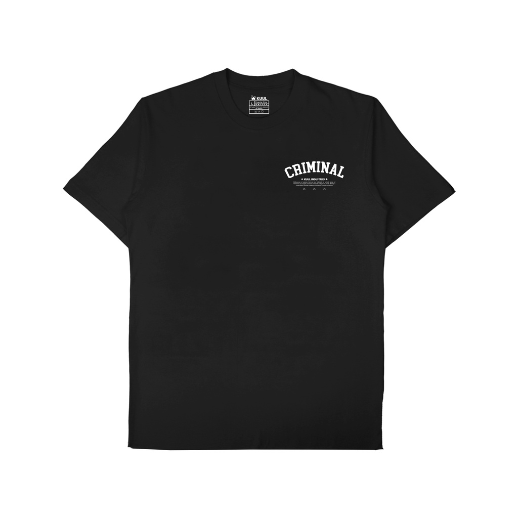 Kuul Industries - Tshirt Criminal Black | Kaos Baju Cotton Katun Pria Wanita Distro | Kaos Oblong | Tshirt Hitam Street Wear