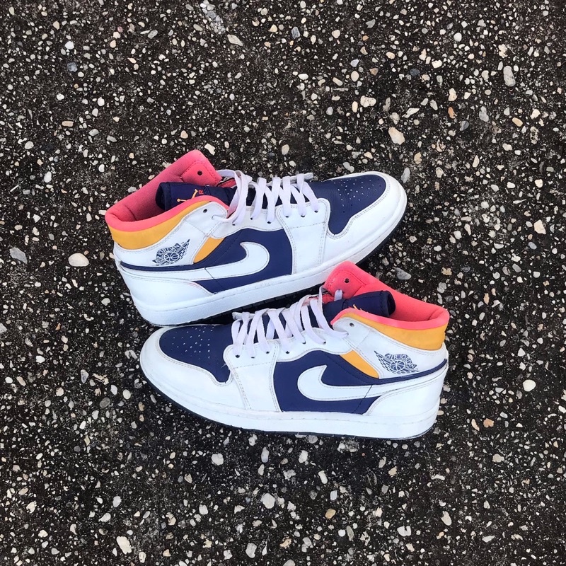 NIKE AJ1 MID ROYAL BLUE LASER ORANGE SECOND *size 44