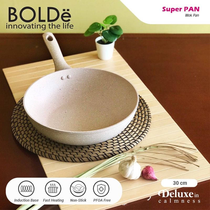 BOLDE Super Wajan Wok Granite Beige 30 Cm GC-30CM