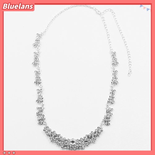 Set Perhiasan Kalung Rantai Panjang Pendek Aksen Berlian Imitasi Untuk Pengantin Wanita