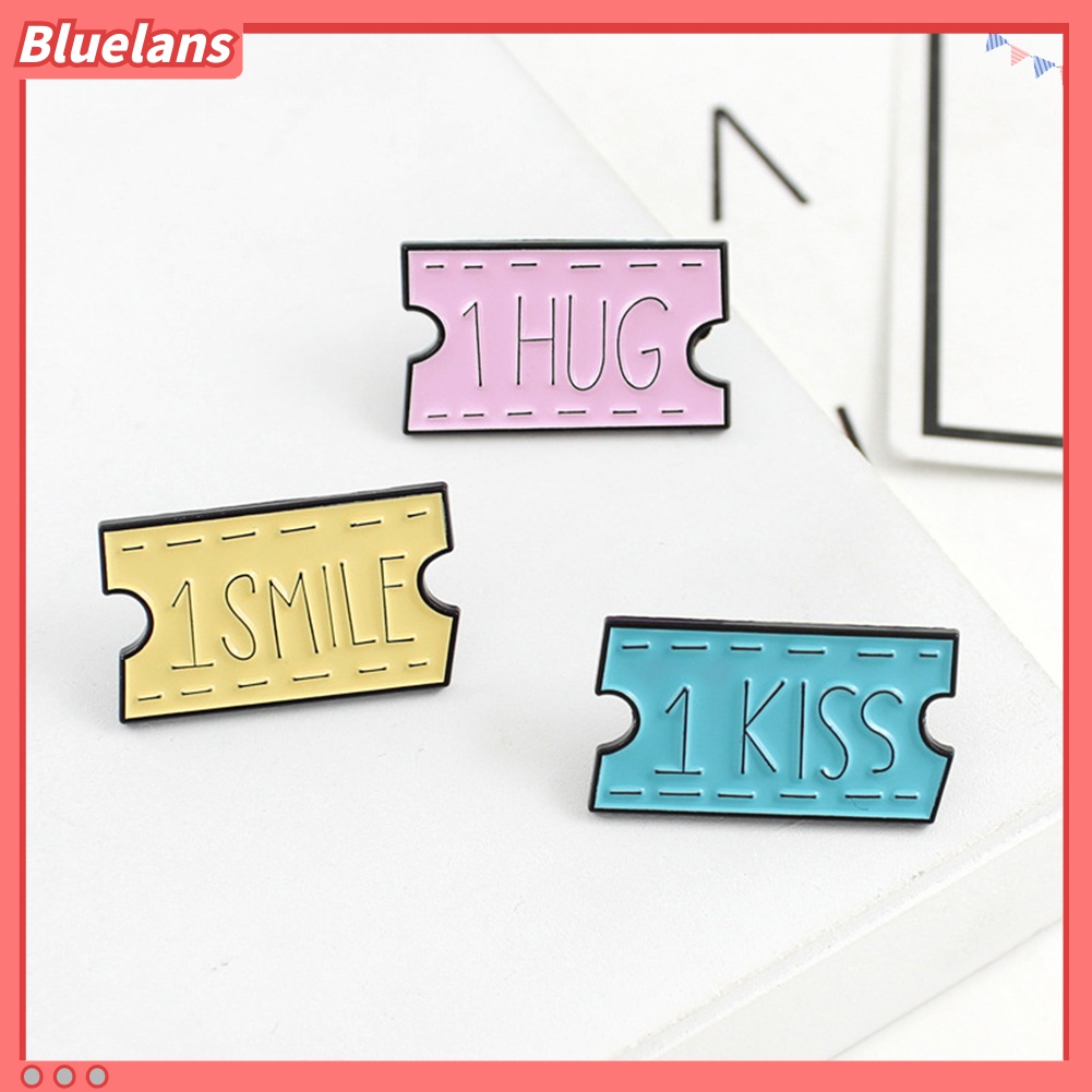 Bros Pin Enamel Bentuk Tiket Film SMILE HUG KISS Untuk Wanita