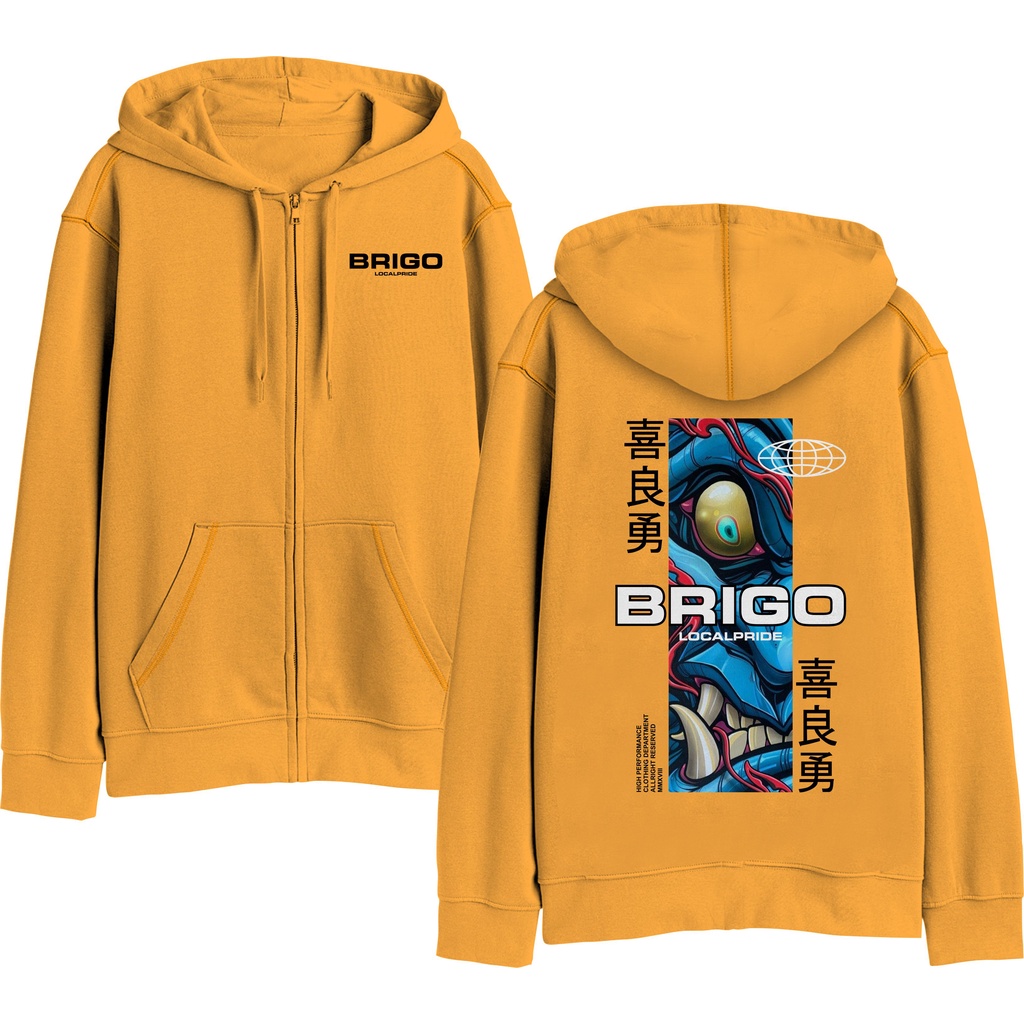 BRIGO Zipper Jumper Hoodie ONI II Sweater Hoodie Resleting BRIGO ONI Sablon DTF Fleece Cotton IIM-XXL (Pria &amp; Wanita) Free stiker&amp;Gantungan Kunci