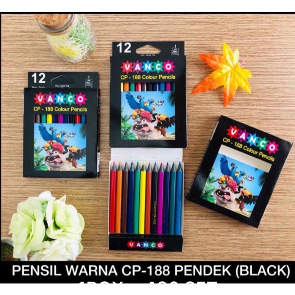 

pensil warna pendek vanco 12 black wood