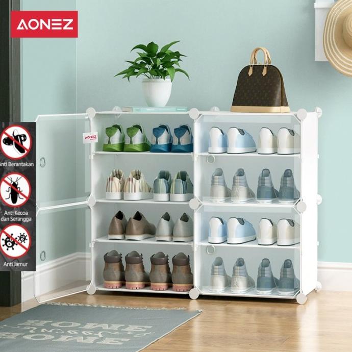 KDL-975 AONEZ RAK SEPATU 2 KOLOM 4 LAYER LEMARI SEPATU ANTI DEBU GER646YH