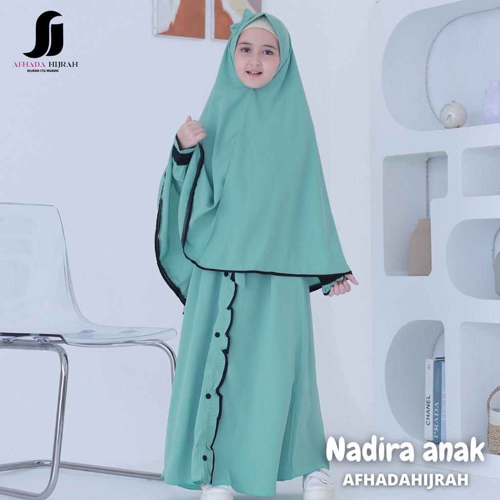 Afhadahijrah - Gamis anak set cadar NADIRA hijau wardah gamis terbaru gamis termurah
