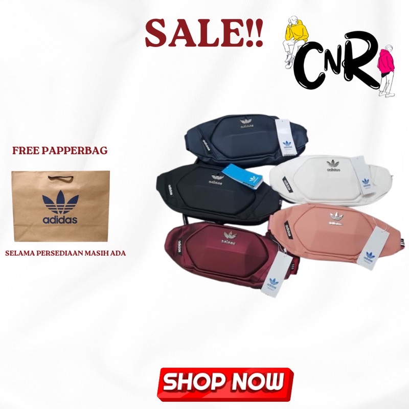TAS SLEMPANG WAISTBAG PRIA WANITA ADIDAS DIAMOND LEATHER FULLTAG FREE PAPPERBAG IMPORT QUALITY