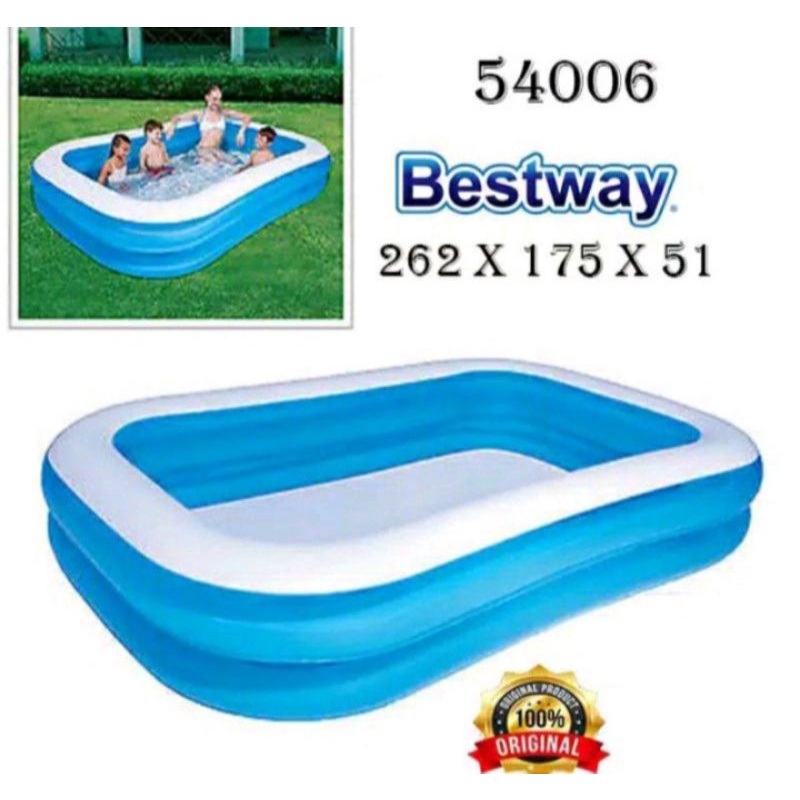 Bestway Pool 262 cm x 175 cm x 51 cm / Bestway Kolam Renang Anak 54006