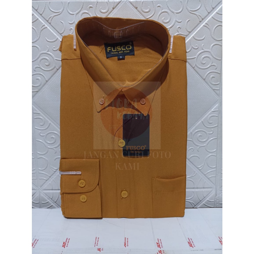 Kemeja polos reguler lengan panjang MUSTARD fusco_kemeja kerja_kemeja pria_kemeja kuliah_kemeja formal_kemeja