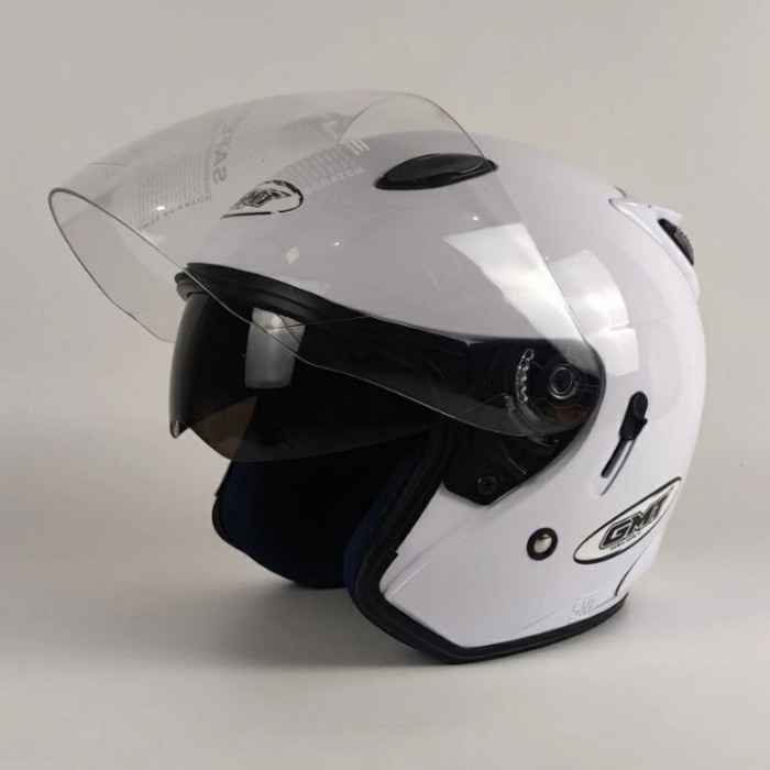 HELM HALF FACE GMT/HELM DOUBLE VISOR/HELM MOTOR SNI/HELM MURAH/PUTIH