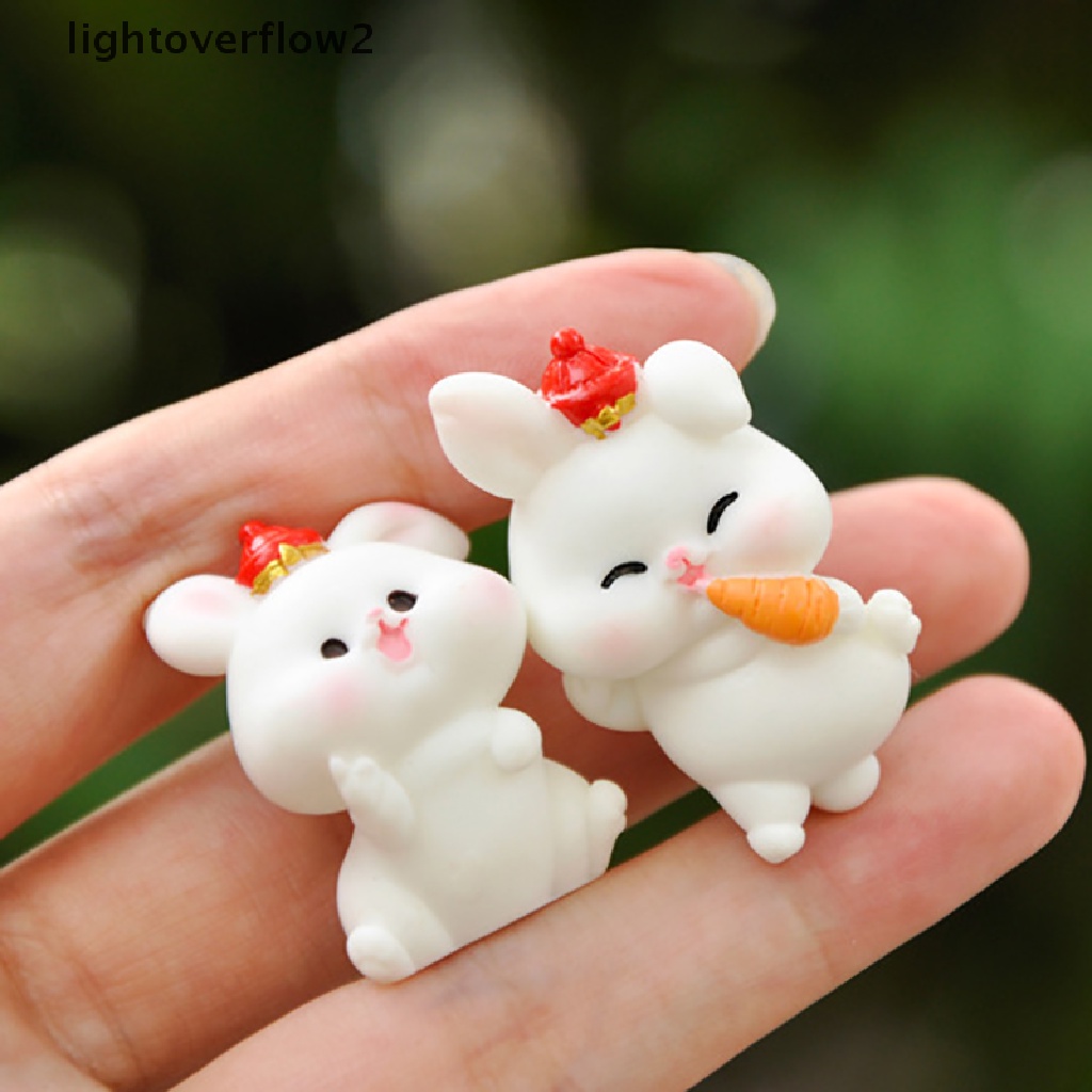 (lightoverflow2) 1pc Miniatur Kelinci Kartun Bahan Resin Untuk Dekorasi Taman Mini / Rumah (ID)