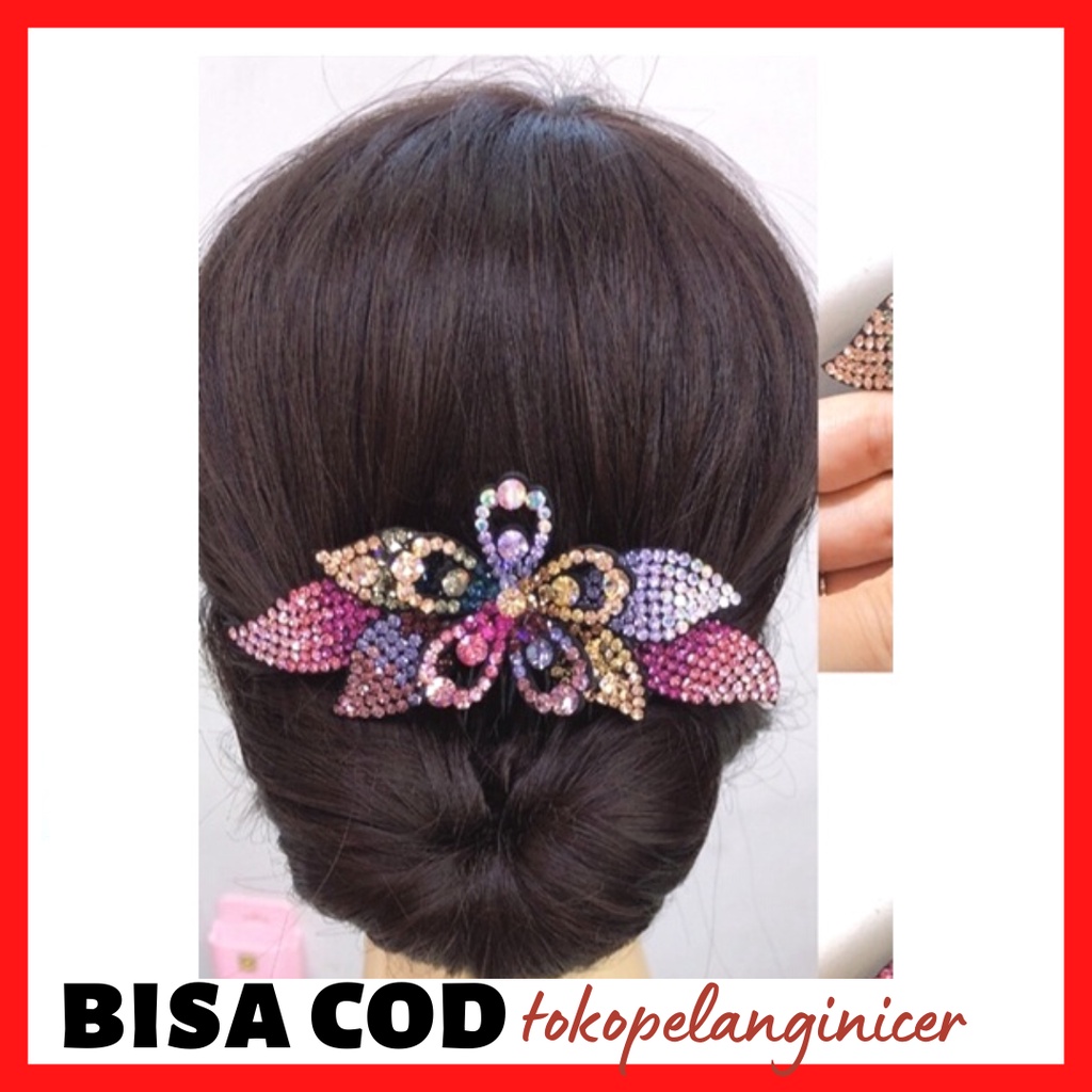 Sirkam Aksesoris Sanggul Mawar Doble Hiasan Rambut Pesta Bridal Hairdo Mewah tokopelanginicer