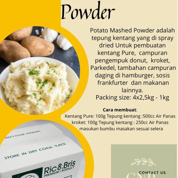 

Tepung Kentang Potato Mashed Powder Kemasan 4X2,5Kg