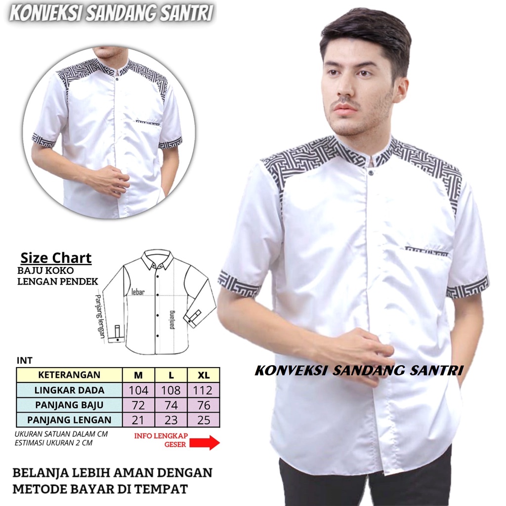 Atasan Muslim Pria KEMKO ARASEO Baju Koko Pria Dewasa Baju Koko Pria Lengan Pendek Baju Koko Putih Pria Baju Koko Lengan Pendek Kekinian Baju Koko Putih Murah Baju Koko Putih Lengan Pendek Baju Koko Terbaru Terlaris Bisa COD