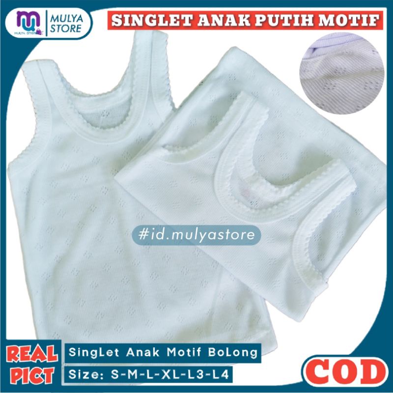 12 Pcs Kaos Dalam Singlet Anak Putih Motif Diana Lusinan Murah