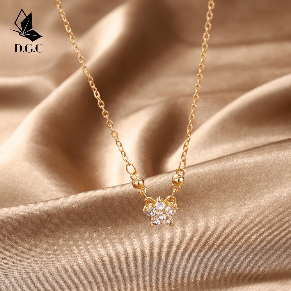✅COD Kalung Titanium Wanita Fashion Perhiasan Emas Nama Dewasa Aksesoris Rantai Berlian Hati Liontin Anti Karat D066-D042