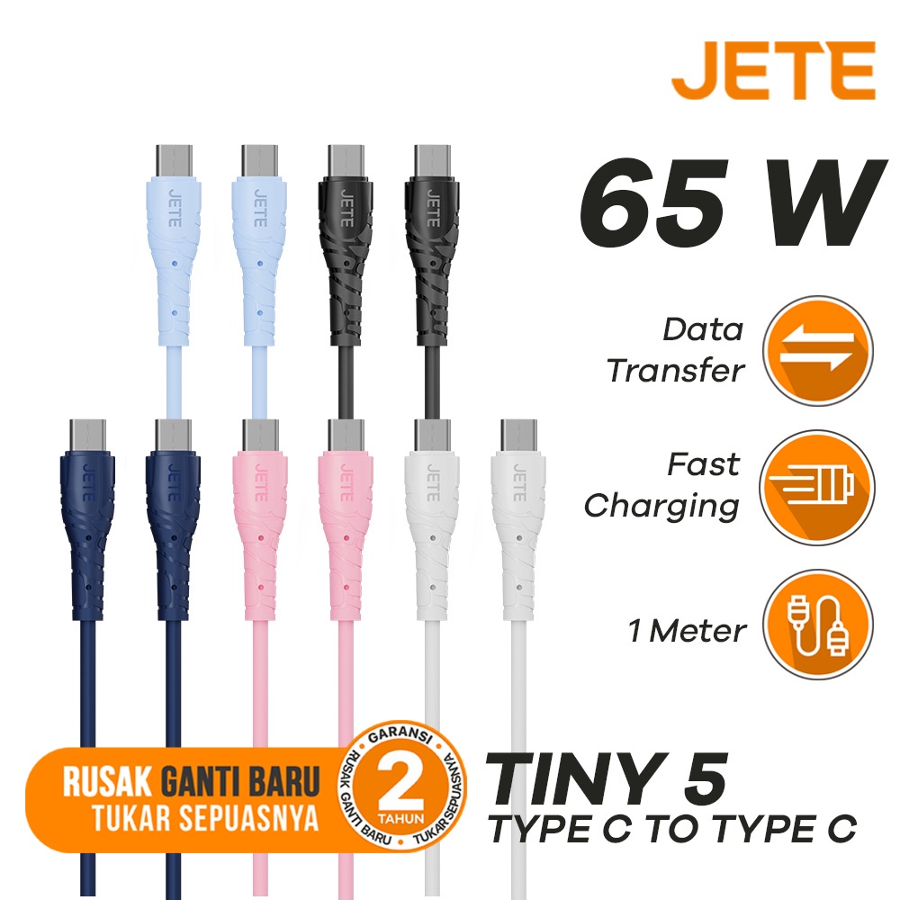 Kabel Data Kabel Type C to Type C Fast Charging with LED Light JETE Tiny 5 - Garansi 2 Tahun