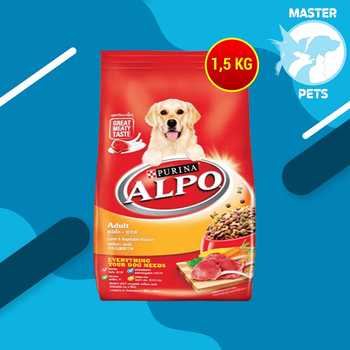 Dog food Alpo Adult Lamb Vegetable 1,5 Kg Makanan Anjing dewasa 1.5kg