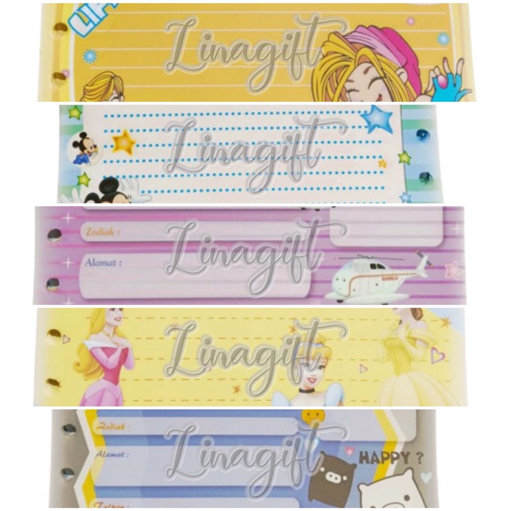 BINDER KARAKTER A6 - KERTAS FILE ISI ULANG / BINDER PRINCESS THOMAS BARBIE 6 LUBANG