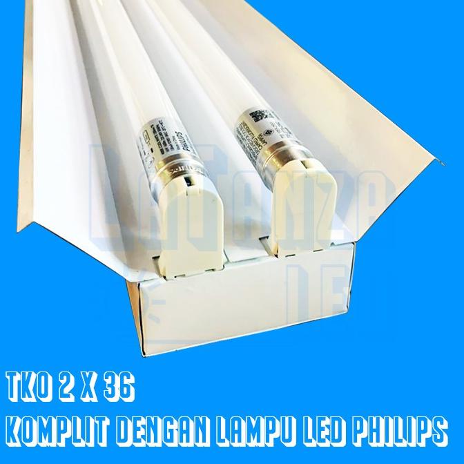 Kap Lampu TKO LED 2x36 120cm kap TKO TL 2x16 Philips Komplit