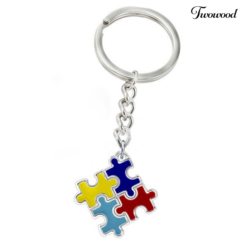 Twowood Gantungan Kunci Bentuk Puzzle Kesadaran Autis Warna-Warni Untuk Unisex