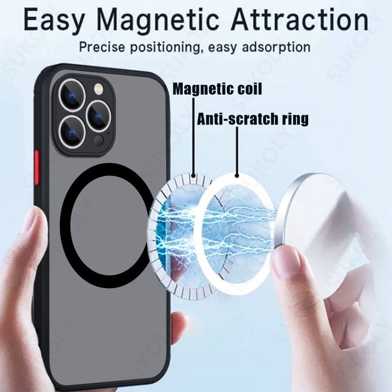 Case Pelindung Mata Magnetik Wireless Charging Warna-Warni Untuk iPhone 14 13 12 11 Pro Max 14 Plus