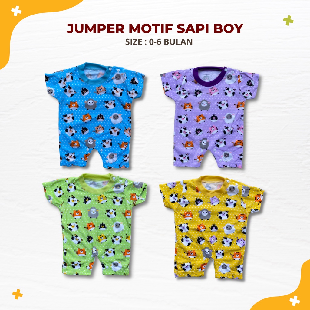 Jumper Bayi Newborn Lengan Pendek Jumpsuit Hansop Katun 0-6 Bulan