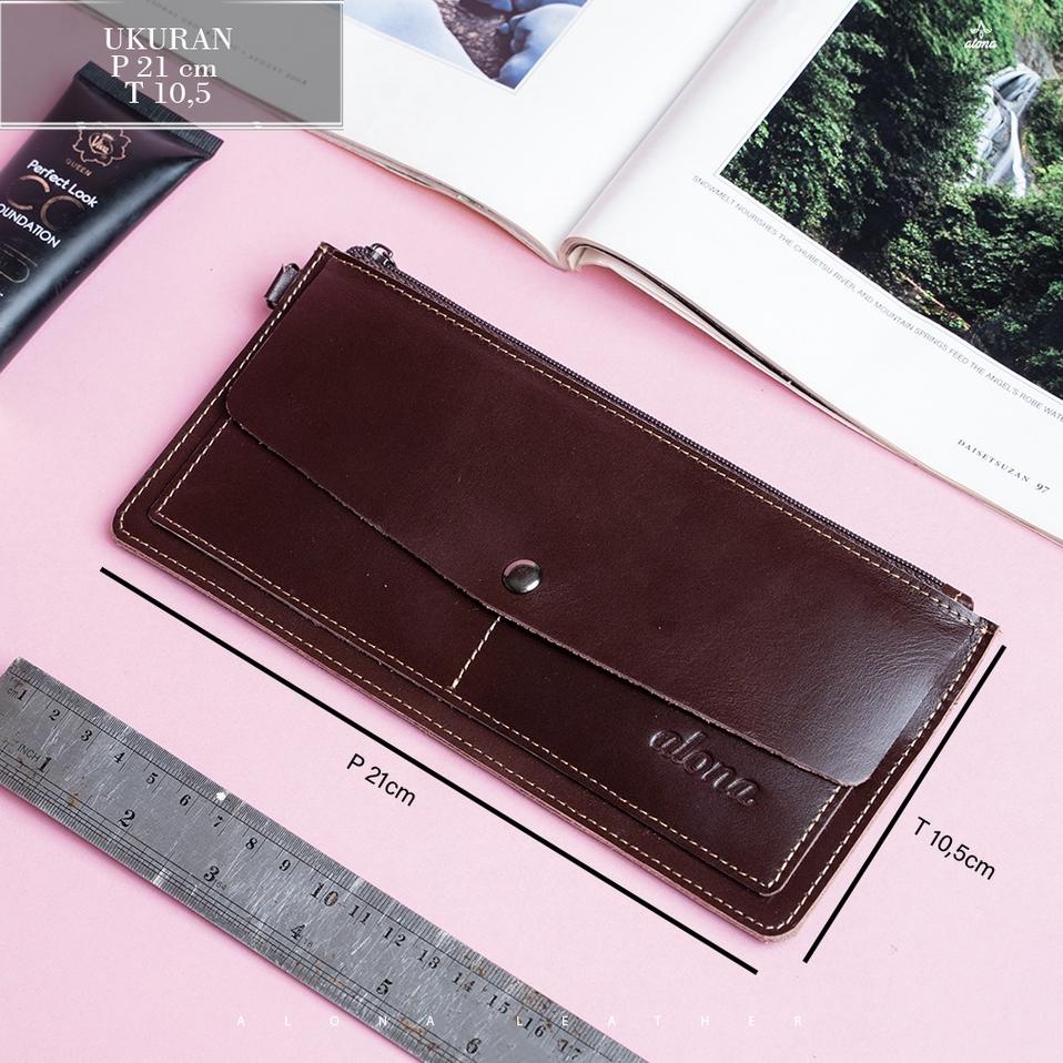 {TMM.18Oc22ᴰ} Dompet Kulit Wanita Asli Panjang Model Tipis Fashion Perempuan Simple Lucu Ori Leather