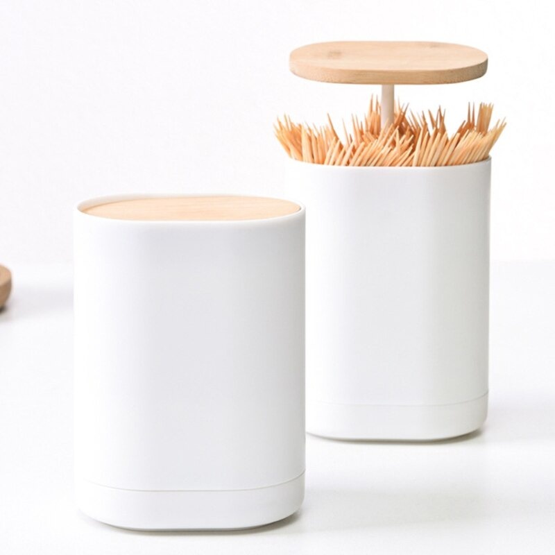 Tempat Wadah Tusuk Gigi Toothpick Kotak Cotton Swabs Dental Floss Box Storage - White Putih Cotton Bud