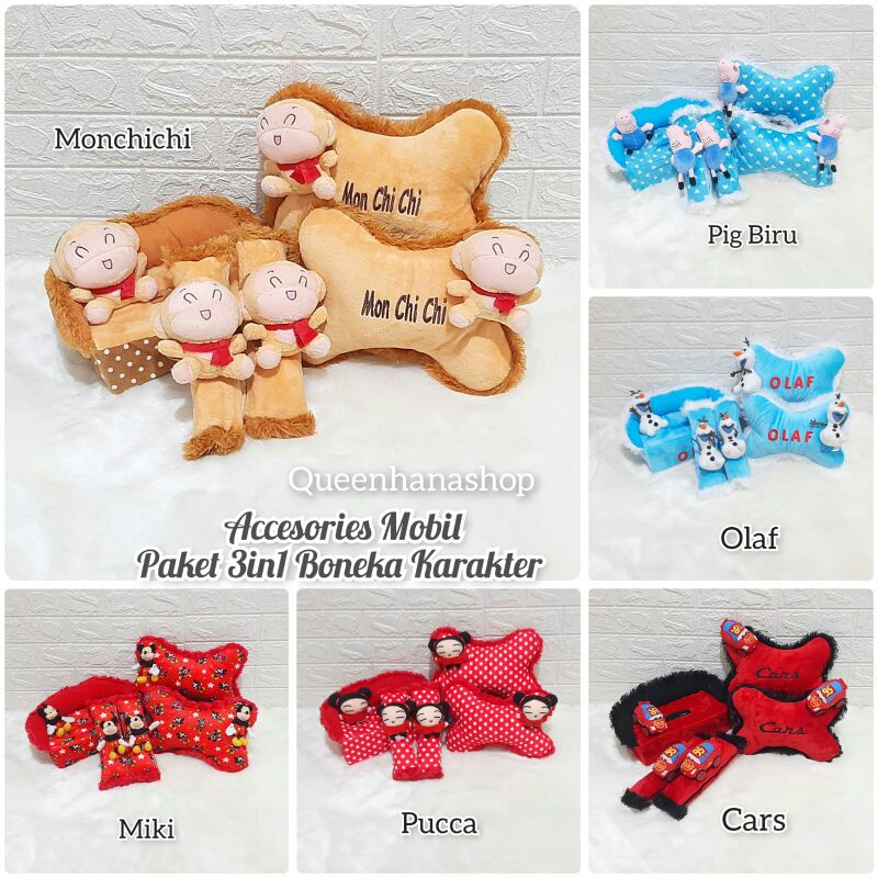 Accesories Mobil Bantal Mobil  Set Mobil 3in1 Bantal Mobil Karakter