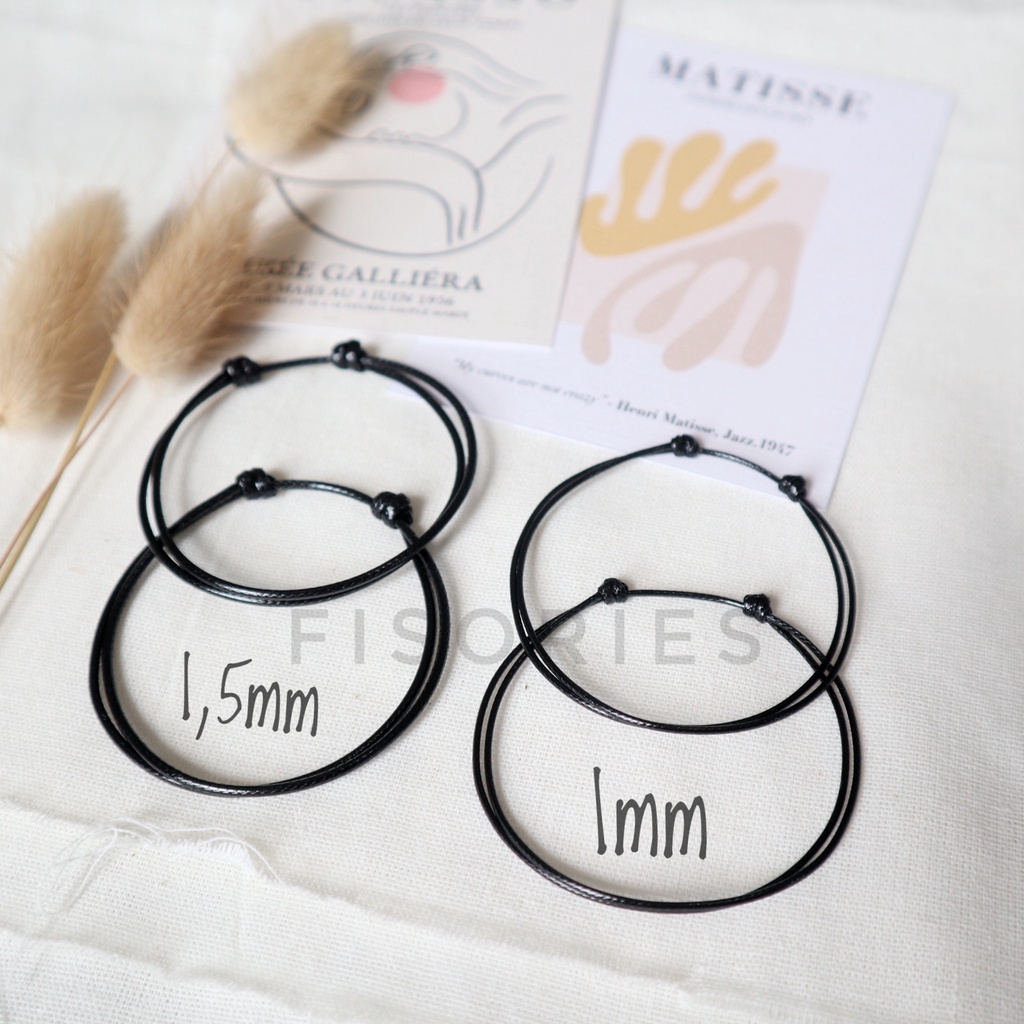 Gelang Polos Hitam Pria & Wanita Tali Korea Kulit Sintetis Cocok Untuk Gelang Couple & Gelang Persah