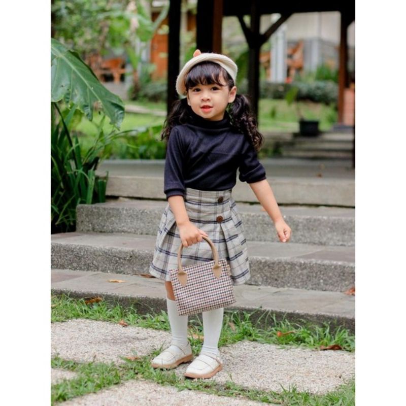 Rok Anak Pendek Poppy Skirt Anak Perempuan / Rok Span Tartan Kotak Anak Perempuan Usia 1-6 Tahun