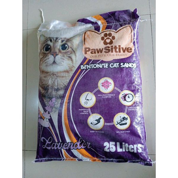 Pasir kucing promo gumpal PAWSITIVE 25liter paket (3 sak) pasir kucing bentonite catsand gumpal (khusus grab/gojek)