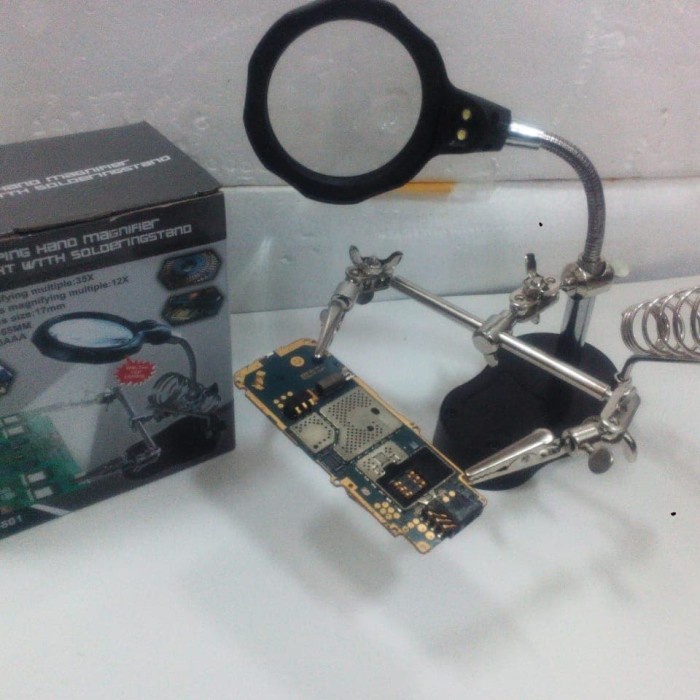 KACA PEMBESAR + LED + PCB HOLDER +SOLDER HOLDER