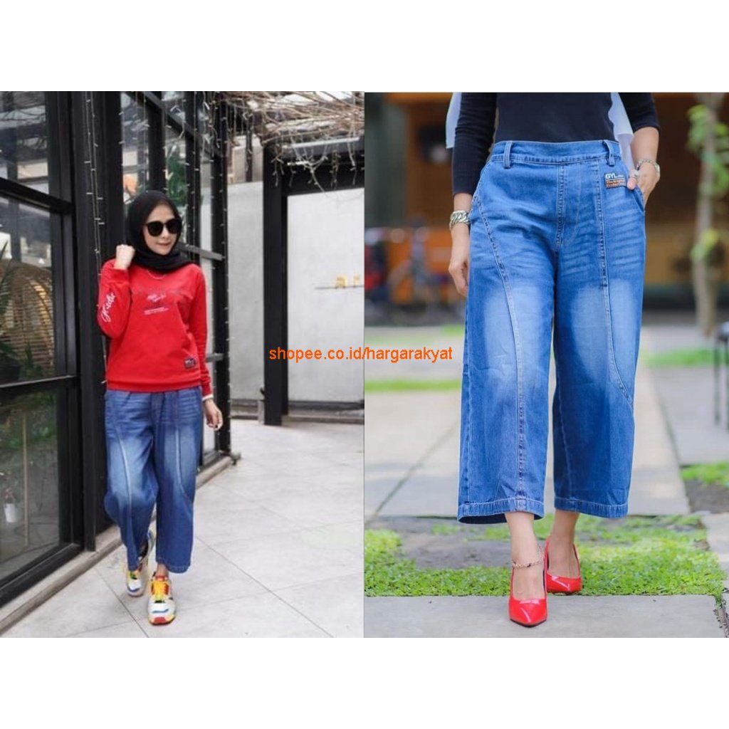 RIBBON KULOT Celana Kulot Jeans Spray