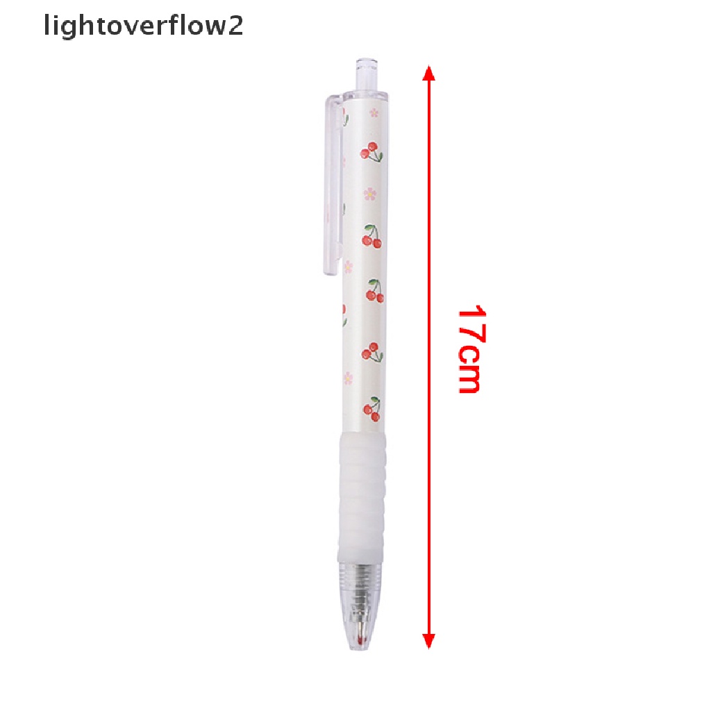 (lightoverflow2) 5pcs / lot Bolpen Gel 0.5mm Tinta Hitam Motif Buah Ceri Merah Untuk Pelajar