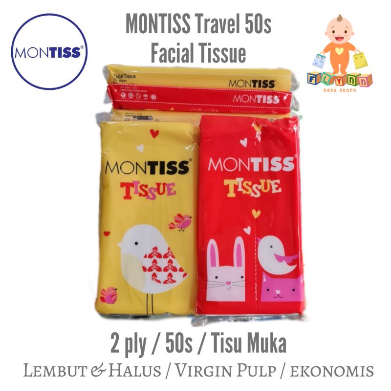 1 pc Tisu Muka 50 lembar Montiss Travel Facial Tissue 50s Tisu bayi Tisu Muka
