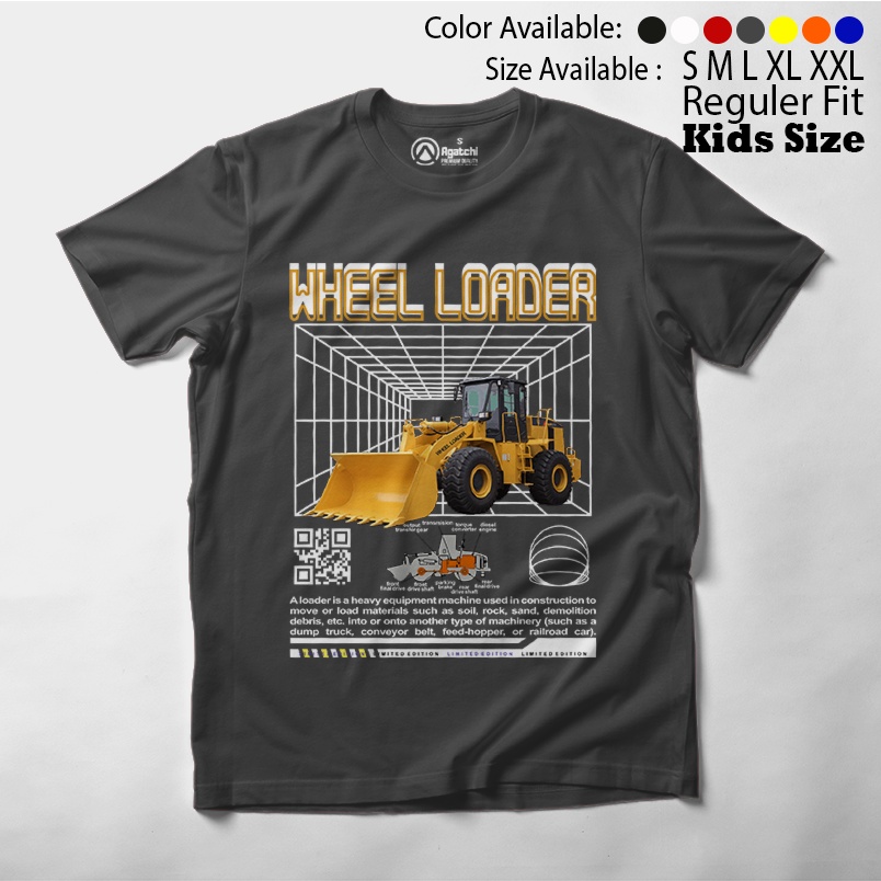 Baju Kaos Atasan Anak Laki-laki Streetwear Wheel Loader Alat Berat