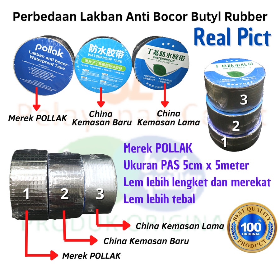 Lakban Anti Bocor Viral Lem Penambal Atap Pipa Bocor Alumunium Foil Rubber Butyl Merk Pollak