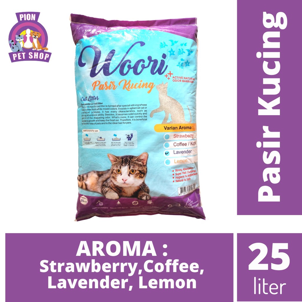 PASIR WOORI BENTONITE CAT LITTER/PASIR GUMPAL WANGI 25 LITER
