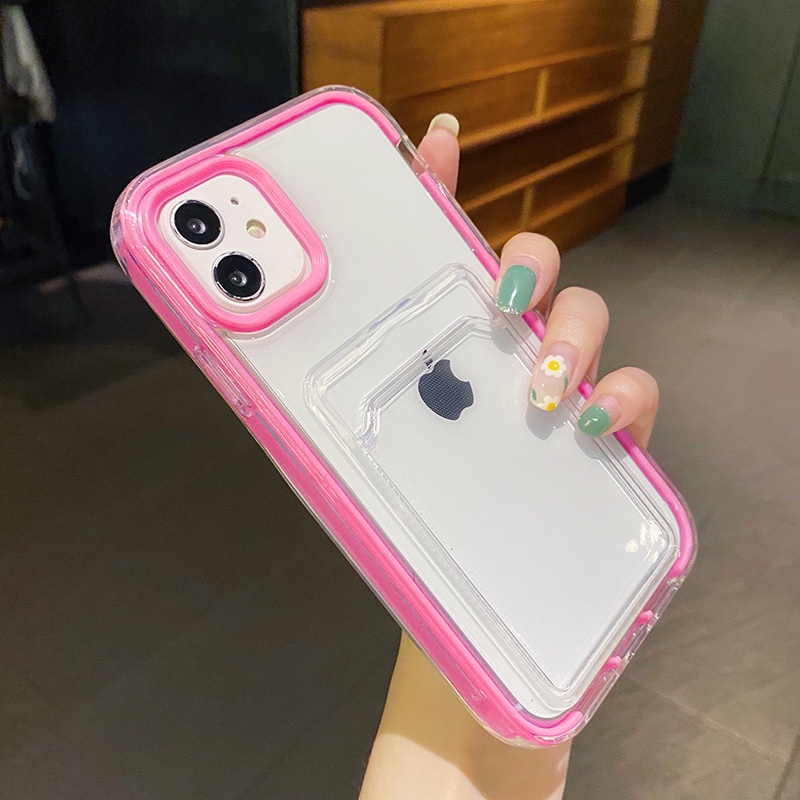 Dompet 3-in-1 Makaron casing handphone silikon lembut IPhone 14 13 12 11 Pro MAX X XS MAX XR 7 8 Plus Case Cover