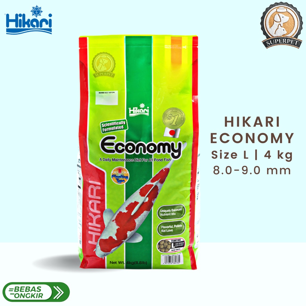 Hikari Economy 4kg Pakan Harian Ikan Koi Floating Pellet Import Jepang