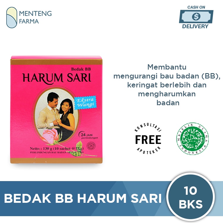 Bedak BB Harum Sari Isi 10 Sachet - Bedak Penghilang Bau Badan