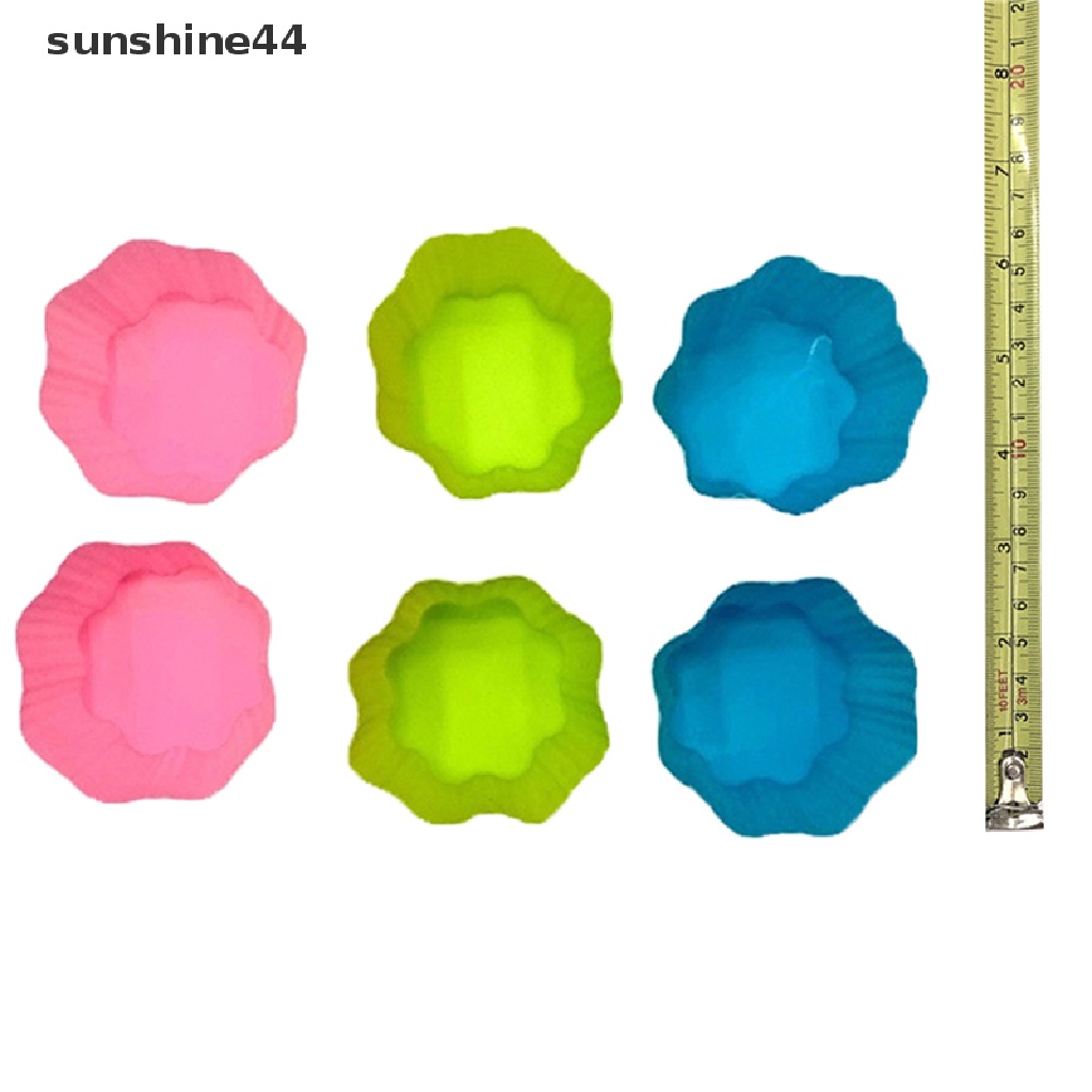 Sunshine 6Pcs / Set Cetakan Kue / Cupcake DIY Bahan Silikon