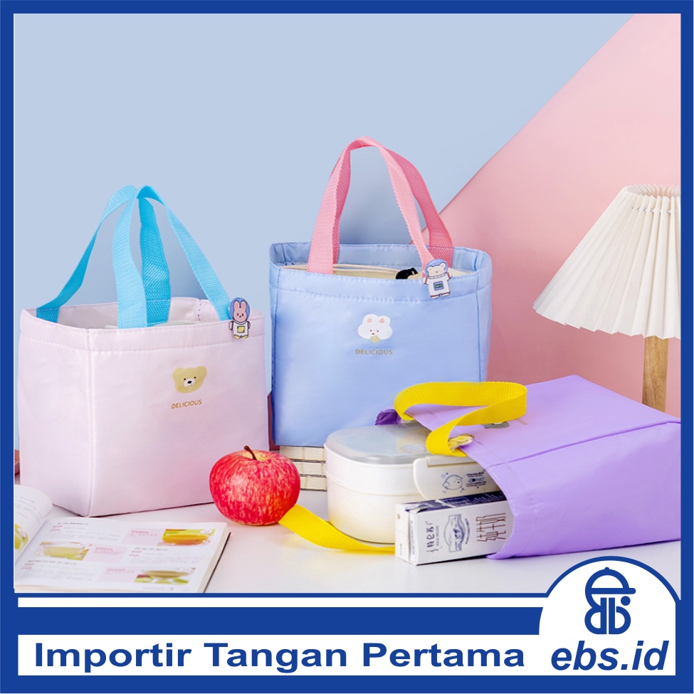 𝗘𝗕𝗦 ✅ PA077 Tas Bekal Motif Macaroon Pattern Lunch Cooler Bag Salur Makanan Aluminium Kotak Makan Import Murah